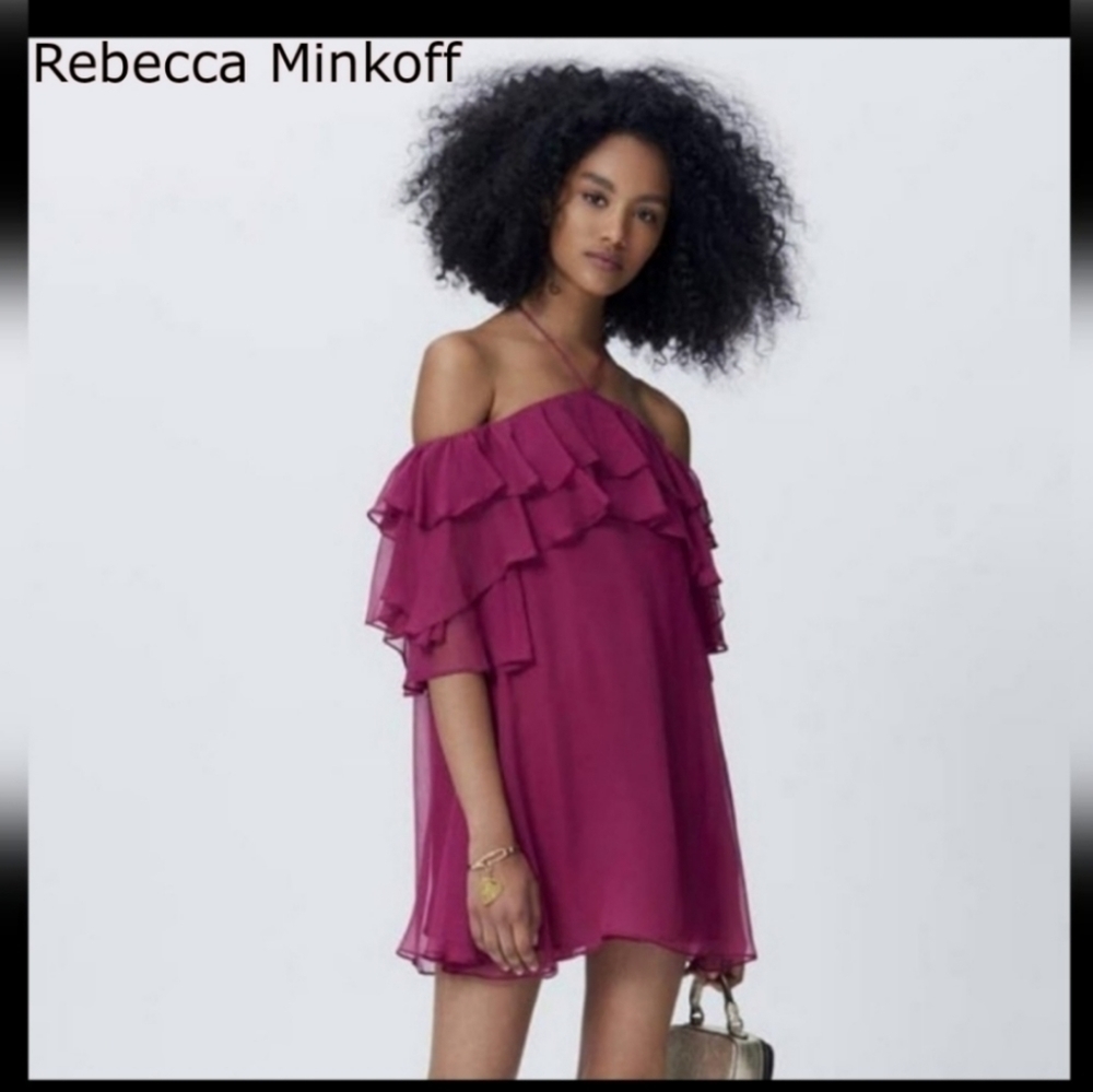 Rebecca Minkoff Off The Shoulder Chiffon Dress Size Small Fairycore Date Night